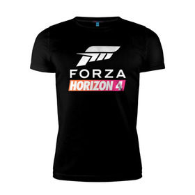 Мужская футболка премиум с принтом Forza Horizon 4 в Новосибирске, 92% хлопок, 8% лайкра | приталенный силуэт, круглый вырез ворота, длина до линии бедра, короткий рукав | Тематика изображения на принте: auto | car | forza | game | horizon | mclaren | motorsport | race | авто | гонки | игра | машина