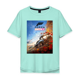 Мужская футболка хлопок Oversize с принтом Forza Horizon 4 в Новосибирске, 100% хлопок | свободный крой, круглый ворот, “спинка” длиннее передней части | auto | car | forza | game | horizon | mclaren | motorsport | race | авто | гонки | игра | машина