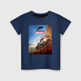 Детская футболка хлопок с принтом Forza Horizon 4 в Новосибирске, 100% хлопок | круглый вырез горловины, полуприлегающий силуэт, длина до линии бедер | auto | car | forza | game | horizon | mclaren | motorsport | race | авто | гонки | игра | машина