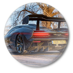 Значок с принтом Forza Horizon 4 в Новосибирске,  металл | круглая форма, металлическая застежка в виде булавки | Тематика изображения на принте: auto | car | forza | game | horizon | mclaren | motorsport | race | авто | гонки | игра | машина