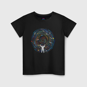 Детская футболка хлопок с принтом КосмоDj в Новосибирске, 100% хлопок | круглый вырез горловины, полуприлегающий силуэт, длина до линии бедер | dj | space | астронавт | диджей | диск | космонавт | космос | музыка | планеты | пластинка | солнечная система