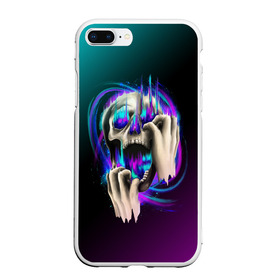 Чехол для iPhone 7Plus/8 Plus матовый с принтом Scream Skull в Новосибирске, Силикон | Область печати: задняя сторона чехла, без боковых панелей | bone | bones | chain | chains | dark | grey | horror | scary | scream | skull | skulls | teeth | tooth | жуть | зуб | зубы | кости | кость | крик | серый | страшно | хоррор | цепи | цепочка | цепь | череп | черепа