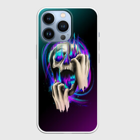 Чехол для iPhone 13 Pro с принтом Scream Skull в Новосибирске,  |  | bone | bones | chain | chains | dark | grey | horror | scary | scream | skull | skulls | teeth | tooth | жуть | зуб | зубы | кости | кость | крик | серый | страшно | хоррор | цепи | цепочка | цепь | череп | черепа