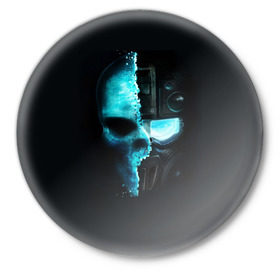 Значок с принтом Tom Clancy’s Ghost Recon в Новосибирске,  металл | круглая форма, металлическая застежка в виде булавки | wildlands | маска | призраки | череп | шлем | шутер