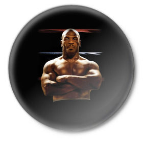 Значок с принтом Майк Тайсон в Новосибирске,  металл | круглая форма, металлическая застежка в виде булавки | бокс | боксер | знаменитости | спорт | стиль | тайсон | тренд