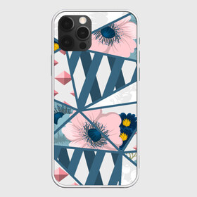 Чехол для iPhone 12 Pro Max с принтом Геометрия цветов в Новосибирске, Силикон |  | геометрия | полосы | роза | розовый | синий | цветы