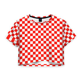 Женская футболка Cropp-top с принтом Хорватская шашка в Новосибирске, 100% полиэстер | круглая горловина, длина футболки до линии талии, рукава с отворотами | 
