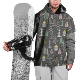 Накидка на куртку 3D с принтом Ёлочки pattern в Новосибирске, 100% полиэстер |  | new year | snow | ёлка | зима | каникулы | новогодний паттерн | новый год | праздник | рождество | снег | снежинки