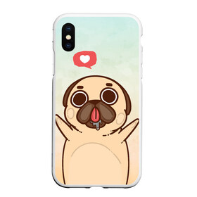 Чехол для iPhone XS Max матовый с принтом Puglie Pug Like в Новосибирске, Силикон | Область печати: задняя сторона чехла, без боковых панелей | anime | dog | аниме | лайк | мопс | мопсик