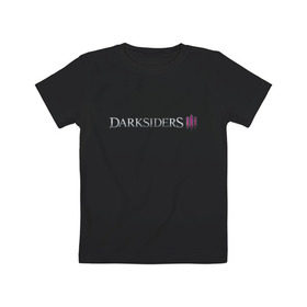 Детская футболка хлопок с принтом Darksiders 3 в Новосибирске, 100% хлопок | круглый вырез горловины, полуприлегающий силуэт, длина до линии бедер | Тематика изображения на принте: 3 | darkside | darksider | darksiders | апокалипсиса | всадники | даркайдерс | дарксайд | дарксайдер | лого | логотип | ярость