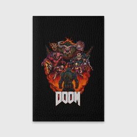 Обложка для паспорта матовая кожа с принтом DooM в Новосибирске, натуральная матовая кожа | размер 19,3 х 13,7 см; прозрачные пластиковые крепления | doom | doom 3 | doom slayer | doomguy | hell walker | unchained predator | ад | боец | демоны | дум | космос | марс | мясо | палач рока | пехотинец | солдат рока