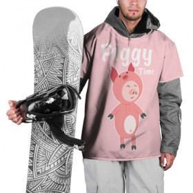 Накидка на куртку 3D с принтом Piggy Time в Новосибирске, 100% полиэстер |  | Тематика изображения на принте: 2019 | merry christmas | new year | год свиньи | зима | новый год | поросенок | праздник | рождество | свинка | свинья