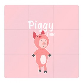 Магнитный плакат 3Х3 с принтом Piggy Time в Новосибирске, Полимерный материал с магнитным слоем | 9 деталей размером 9*9 см | 2019 | merry christmas | new year | год свиньи | зима | новый год | поросенок | праздник | рождество | свинка | свинья