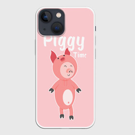 Чехол для iPhone 13 mini с принтом Piggy Time в Новосибирске,  |  | 2019 | merry christmas | new year | год свиньи | зима | новый год | поросенок | праздник | рождество | свинка | свинья