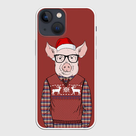 Чехол для iPhone 13 mini с принтом New Year Pig в Новосибирске,  |  | 2019 | merry christmas | new year | год свиньи | зима | новый год | поросенок | праздник | рождество | свинка | свинья