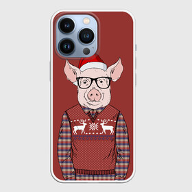 Чехол для iPhone 13 Pro с принтом New Year Pig в Новосибирске,  |  | 2019 | merry christmas | new year | год свиньи | зима | новый год | поросенок | праздник | рождество | свинка | свинья