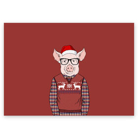 Поздравительная открытка с принтом New Year Pig в Новосибирске, 100% бумага | плотность бумаги 280 г/м2, матовая, на обратной стороне линовка и место для марки
 | 2019 | merry christmas | new year | год свиньи | зима | новый год | поросенок | праздник | рождество | свинка | свинья