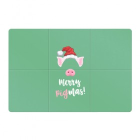 Магнитный плакат 3Х2 с принтом Merry Pigmas в Новосибирске, Полимерный материал с магнитным слоем | 6 деталей размером 9*9 см | 2019 | merry christmas | new year | год свиньи | зима | новый год | поросенок | праздник | рождество | свинка | свинья