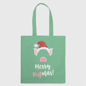 Сумка 3D повседневная с принтом Merry Pigmas в Новосибирске, 100% полиэстер | Плотность: 200 г/м2; Размер: 34×35 см; Высота лямок: 30 см | 2019 | merry christmas | new year | год свиньи | зима | новый год | поросенок | праздник | рождество | свинка | свинья