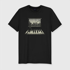 Мужская футболка премиум с принтом Город музыки в Новосибирске, 92% хлопок, 8% лайкра | приталенный силуэт, круглый вырез ворота, длина до линии бедра, короткий рукав | urban | гитара | город | город музыки | звуки | клавиши | минимализм | музыка | пианино | птицы | рояль