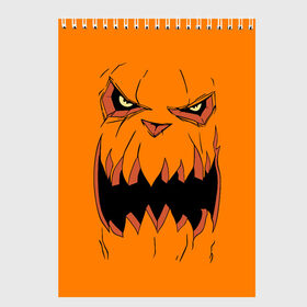 Скетчбук с принтом Halloween в Новосибирске, 100% бумага
 | 48 листов, плотность листов — 100 г/м2, плотность картонной обложки — 250 г/м2. Листы скреплены сверху удобной пружинной спиралью | halloween | orange | pumpkin | scary | оранжевая | страшная | тыква | ужас | хэллоуин