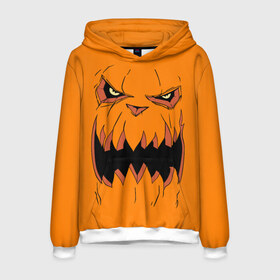 Мужская толстовка 3D с принтом Halloween в Новосибирске, 100% полиэстер | двухслойный капюшон со шнурком для регулировки, мягкие манжеты на рукавах и по низу толстовки, спереди карман-кенгуру с мягким внутренним слоем. | halloween | orange | pumpkin | scary | оранжевая | страшная | тыква | ужас | хэллоуин