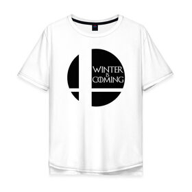 Мужская футболка хлопок Oversize с принтом Зима Близко / Winter is Coming в Новосибирске, 100% хлопок | свободный крой, круглый ворот, “спинка” длиннее передней части | 