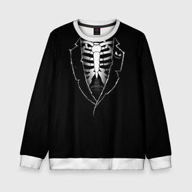 Детский свитшот 3D с принтом Скелет в Новосибирске, 100% полиэстер | свободная посадка, прямой крой, мягкая тканевая резинка на рукавах и понизу свитшота | deadman | death | halloween | ribs | skeleton | мертвец | ребра | скелет | хеллоуин | хэллоуин