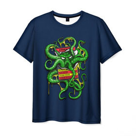 Мужская футболка 3D с принтом Ктулху в Новосибирске, 100% полиэфир | прямой крой, круглый вырез горловины, длина до линии бедер | call | cthulhu | howard | kraken | lovecraft | octopus | tentacles | говард | зов | кракен | ктулху | лавкрафт | осьминог | щупальца