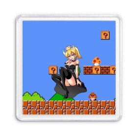 Магнит 55*55 с принтом Bowsette в Новосибирске, Пластик | Размер: 65*65 мм; Размер печати: 55*55 мм | bowser | bowsette | bros | luigi | mario | nintendo | super | боузер | боузетта | купа | луиджи | марио | супер