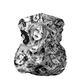 Бандана-труба 3D с принтом Manga ahegao в Новосибирске, 100% полиэстер, ткань с особыми свойствами — Activecool | плотность 150‒180 г/м2; хорошо тянется, но сохраняет форму | ahegao | manga | ахегао | комиксы | лицо | манга | паттрен | чернобелый | эмоции