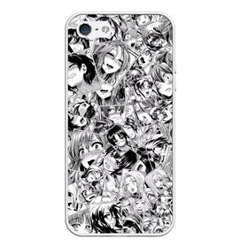 Чехол для iPhone 5/5S матовый с принтом Manga ahegao в Новосибирске, Силикон | Область печати: задняя сторона чехла, без боковых панелей | ahegao | manga | ахегао | комиксы | лицо | манга | паттрен | чернобелый | эмоции