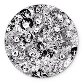 Коврик круглый с принтом Manga ahegao в Новосибирске, резина и полиэстер | круглая форма, изображение наносится на всю лицевую часть | ahegao | manga | ахегао | комиксы | лицо | манга | паттрен | чернобелый | эмоции