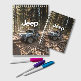 Блокнот с принтом Jeep в Новосибирске, 100% бумага | 48 листов, плотность листов — 60 г/м2, плотность картонной обложки — 250 г/м2. Листы скреплены удобной пружинной спиралью. Цвет линий — светло-серый
 | Тематика изображения на принте: 4х4 | forest | jeep | nature | off road | russia | siberia | ural | usa | бездорожье | внедорожник | дальний восток | лес | природа | ралли | россия | сибирь | сша | тайга | урал