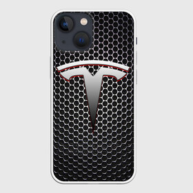 Чехол для iPhone 13 mini с принтом TESLA в Новосибирске,  |  | brand | car | elon mask | tesla | авто | бренд | илон | илон маск | маск | машина | тесла | электрокар