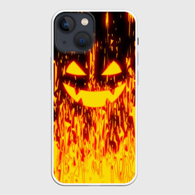 Чехол для iPhone 13 mini с принтом FIRE PUMPKIN в Новосибирске,  |  | fire | halloween | искры | огонь | праздник | тыква | хэллоуин