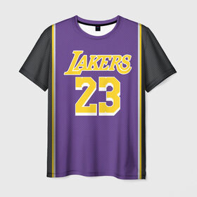 Мужская футболка 3D с принтом James LA Lakers 2019 в Новосибирске, 100% полиэфир | прямой крой, круглый вырез горловины, длина до линии бедер | angeles | james | lakers | lebron | los | nba | usa | анджелес | джеймс | леброн | лейкерс | лос | нба | сша