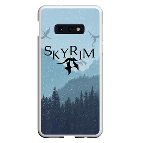 Чехол для Samsung S10E с принтом TES SKYRIM в Новосибирске, Силикон | Область печати: задняя сторона чехла, без боковых панелей | Тематика изображения на принте: christmas | dovahkiin | dragon | dragonborn | fus ro dah | rpg | skyrim | snow | tes | the elder scrolls | winter is coming | докавин | драконы | новогодний | новый год | рпг | снег