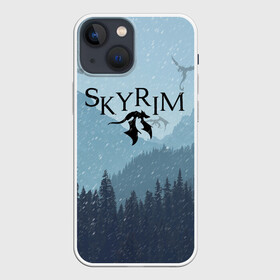 Чехол для iPhone 13 mini с принтом TES SKYRIM в Новосибирске,  |  | Тематика изображения на принте: christmas | dovahkiin | dragon | dragonborn | fus ro dah | rpg | skyrim | snow | tes | the elder scrolls | winter is coming | докавин | драконы | новогодний | новый год | рпг | снег