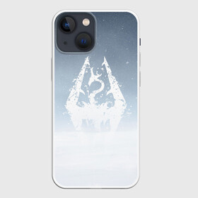 Чехол для iPhone 13 mini с принтом TES SKYRIM в Новосибирске,  |  | Тематика изображения на принте: christmas | dovahkiin | dragon | dragonborn | fus ro dah | rpg | skyrim | snow | tes | the elder scrolls | winter is coming | докавин | драконы | новогодний | новый год | рпг | снег