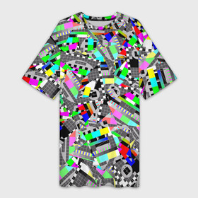 Платье-футболка 3D с принтом Экран профилактики в Новосибирске,  |  | абстракция | геометрия | настройка | паттрен | писк | профилактика | сигнал | таблица | телевидение | телевизор | цвет