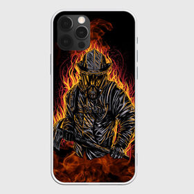 Чехол для iPhone 12 Pro Max с принтом Пожарный в Новосибирске, Силикон |  | 112 | каска | мужик | мчс | огонь | пламя | пожар | пожарник | спасатель | топор | тушить | шлем | щит