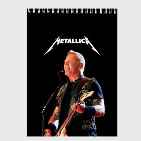 Скетчбук с принтом Metallica в Новосибирске, 100% бумага
 | 48 листов, плотность листов — 100 г/м2, плотность картонной обложки — 250 г/м2. Листы скреплены сверху удобной пружинной спиралью | hard | heavy | hetfield | metal | metallica | music | rock | метал | металл | металлика | метла | музыка | рок | хард | хэви | хэтфилд