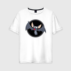 Женская футболка хлопок Oversize с принтом Мышь в Новосибирске, 100% хлопок | свободный крой, круглый ворот, спущенный рукав, длина до линии бедер
 | halloween | вечеринка | зомби | летуча | мышь | нечисть | праздник | призраки | тыквы | ужасный