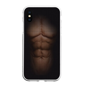 Чехол для iPhone XS Max матовый с принтом Сетка в Новосибирске, Силикон | Область печати: задняя сторона чехла, без боковых панелей | атлет | грудь | качёк | клетка | кубики | мужик | мышцы | парень | пресс | прозрачный | спорт | тело | торс | фигура
