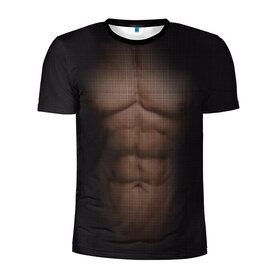 Мужская футболка 3D спортивная с принтом Сетка в Новосибирске, 100% полиэстер с улучшенными характеристиками | приталенный силуэт, круглая горловина, широкие плечи, сужается к линии бедра | атлет | грудь | качёк | клетка | кубики | мужик | мышцы | парень | пресс | прозрачный | спорт | тело | торс | фигура