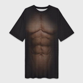 Платье-футболка 3D с принтом Сетка в Новосибирске,  |  | атлет | грудь | качёк | клетка | кубики | мужик | мышцы | парень | пресс | прозрачный | спорт | тело | торс | фигура