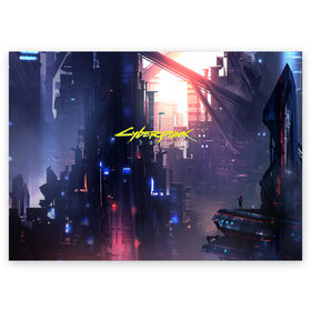 Поздравительная открытка с принтом Cyberpunk 2077 в Новосибирске, 100% бумага | плотность бумаги 280 г/м2, матовая, на обратной стороне линовка и место для марки
 | 2077 | cd projekt red | cyberpunk | cyberpunk 2077 | game | арт | будущее | видеоигра | игра | киберпанк 2077 | киборг | киборги