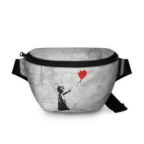 Поясная сумка 3D с принтом Бэнкси: Девочка с Шаром в Новосибирске, 100% полиэстер | плотная ткань, ремень с регулируемой длиной, внутри несколько карманов для мелочей, основное отделение и карман с обратной стороны сумки застегиваются на молнию | art | balloon | banksy | culture | girl | graffity | heart | hearts | red | арт | бэнкси | граффити | девочка | девочка с шаром | красный | красным | культура | сердечки | сердечко | сердце | стрит | шар | шарик | шариком