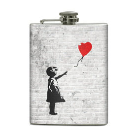 Фляга с принтом Бэнкси: Девочка с Шаром в Новосибирске, металлический корпус | емкость 0,22 л, размер 125 х 94 мм. Виниловая наклейка запечатывается полностью | art | balloon | banksy | culture | girl | graffity | heart | hearts | red | арт | бэнкси | граффити | девочка | девочка с шаром | красный | красным | культура | сердечки | сердечко | сердце | стрит | шар | шарик | шариком